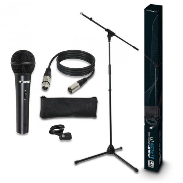LD Systems MIC SET 1 - Set Microphone avec Micro, Pied Micro, Câble et Pince Micro