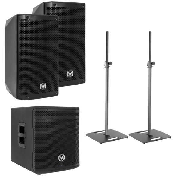Mac Mah Pack AS 108 (la paire) + AS 812 Sub + support d'enceintes ST180 (la paire) – 110 cm