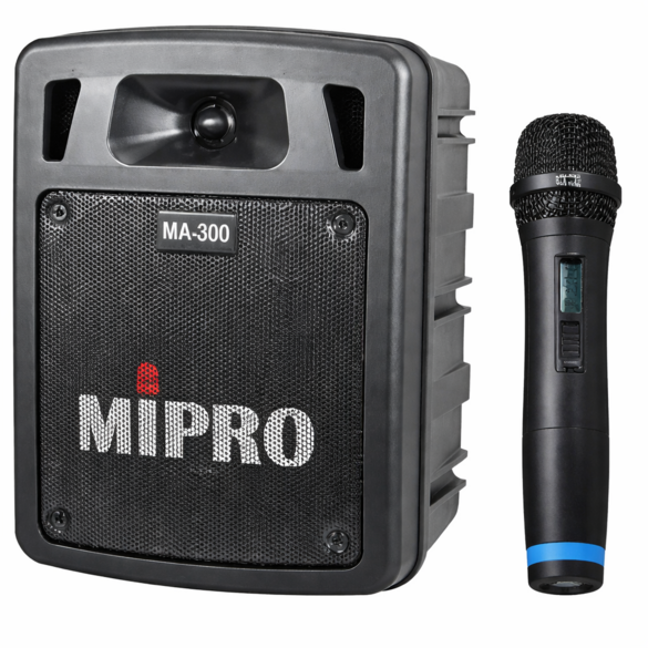 alt="Enceinte portable MIPRO MA-300 vue avant haut-parleur 5 pouces"