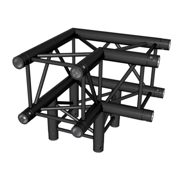 Angle aluminium carré 290 charge lourde 3 directions 90° noir - Contest Stage QUATRO-A02 blk