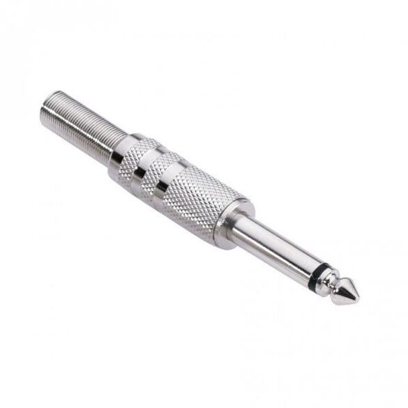 Connecteur Jack 6,35 mm mono chrome pour câble diam 6mm