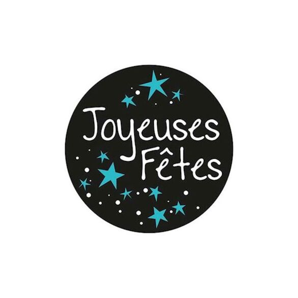 Gobo motif joyeuses fêtes 2 couleurs blanc/bleu 54mm