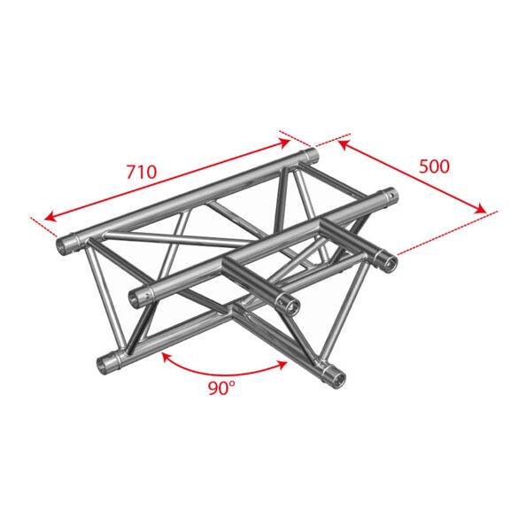 Té horizontal 290 mm 3 directions 90° - Contest Stage AG29-036