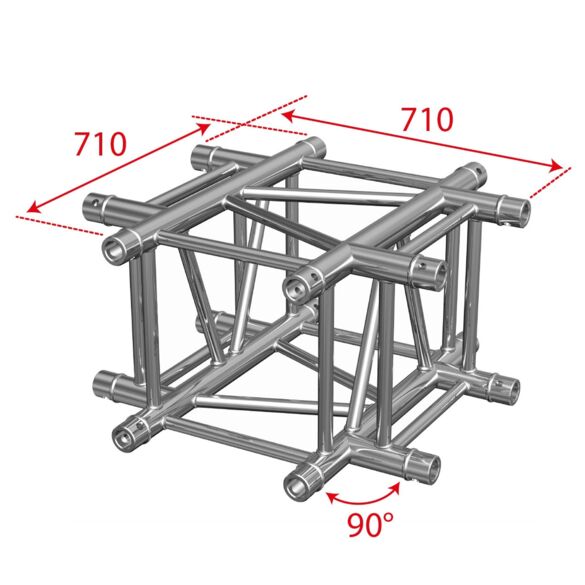 Angle aluminium carré 290 4 directions 90° blanc - Contest Stage AGQUA-06 W
