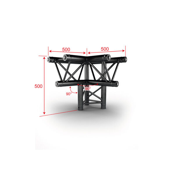 Angle Trio 3 directions 90° sommet bas gauche noir - Contest Stage AG29-034 blk