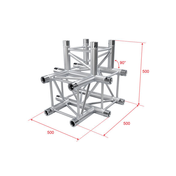 Angle aluminium carré 290 charge lourde 4 directions 90° - Contest Stage QUATRO-A05