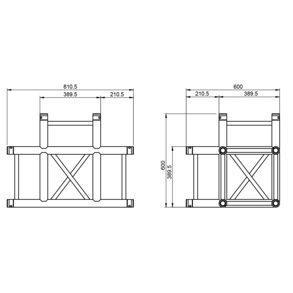 Angle aluminium carré 390 charge lourde 4 directions 90° noir - Contest Stage QUATRO39-A05 blk