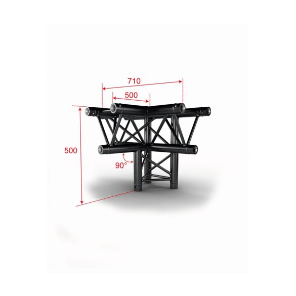Té 290 mm 4 directions sommet bas noir - Contest Stage AG29-042 blk