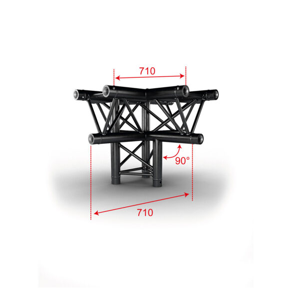 Croix 290 mm 4 directions plus pied noir - Contest Stage AG29-053 blk