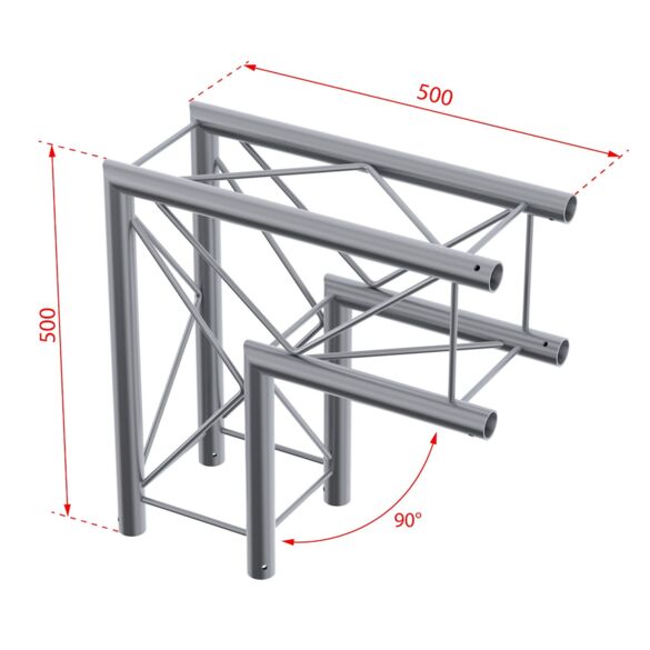 Angle aluminium carré 220 mm 2 directions 50 cm 90° - Contest Stage DECO22Q-AG01