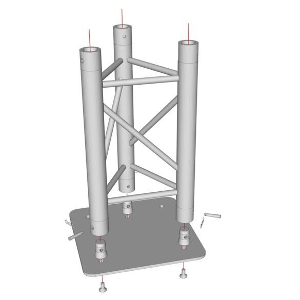Embase pour structure TRIO 290 Avec manchons noir - Contest Stage EM29-B3 blk