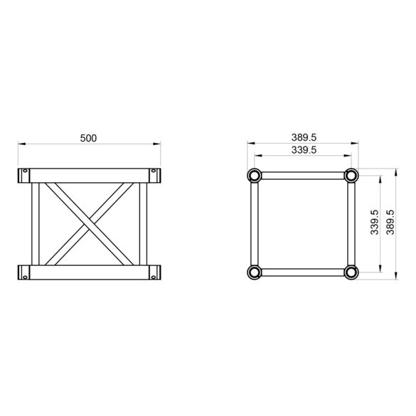 Structure alu carrée 390 charge lourde - 50 cm noire - Contest Stage QUATRO39-050 blk
