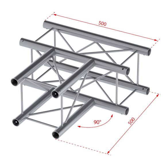 Angle aluminium carré 220 mm 3 directions 90° - Contest Stage DECO22Q-AG03