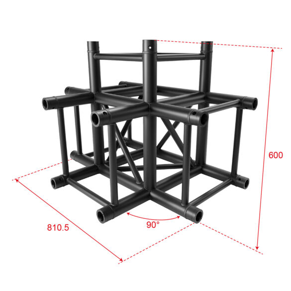 Angle aluminium carré 390 charge lourde 4 directions 90° noir - Contest Stage QUATRO39-A05 blk