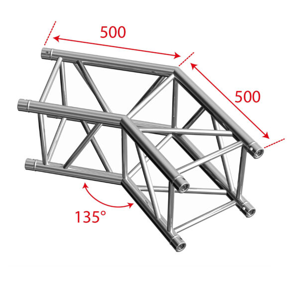 Angle aluminium carré 290 2 directions 50 cm 135° - Contest Stage AGQUA-04