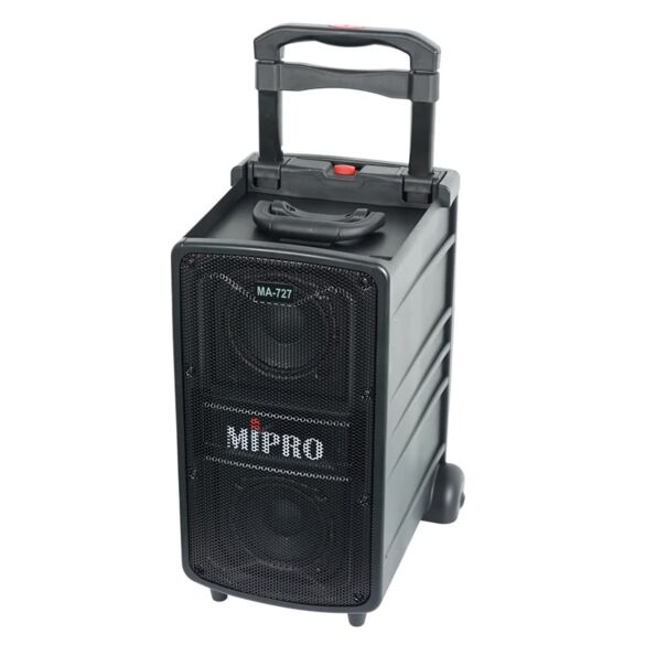 MIPRO MA-727 sono portable avec poignée télescopique et roulettes de transport