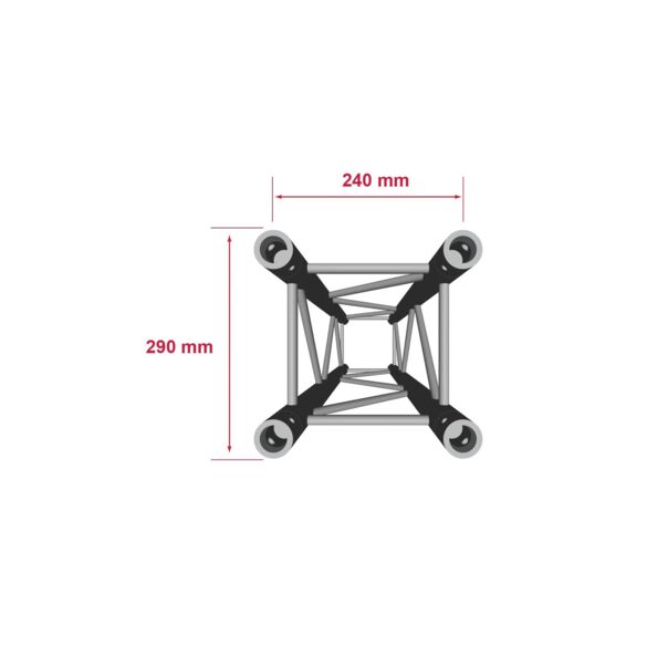 Structure alu carrée 290 charge lourde - 75 cm noire - Contest Stage QUATRO-075 blk