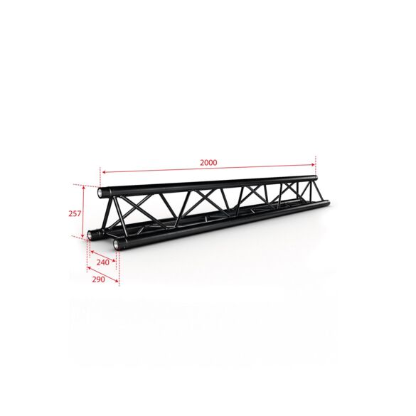 Structure alu triangulaire 290 - 2 m noire - Contest Stage PT29-200 blk