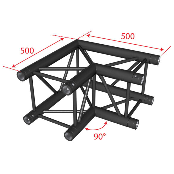 Angle aluminium carré 290 2 directions 50 cm 90° noir - Contest Stage AGQUA-02 blk