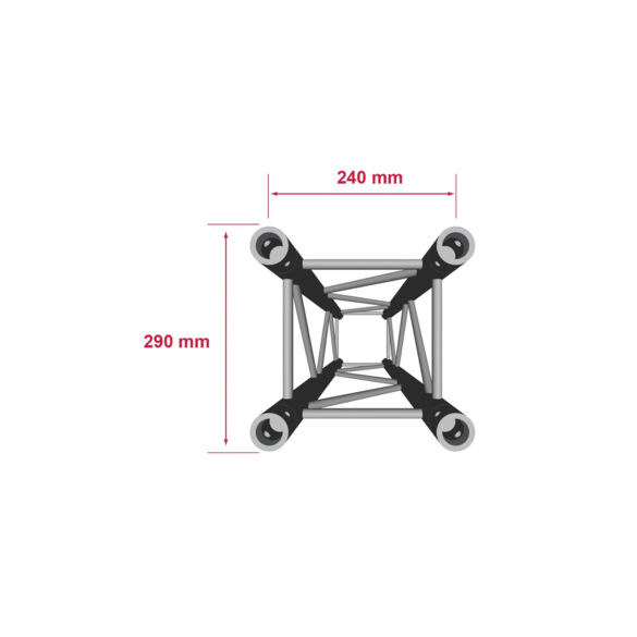 Structure alu carrée 290 charge lourde - 25 cm - Contest Stage QUATRO-025