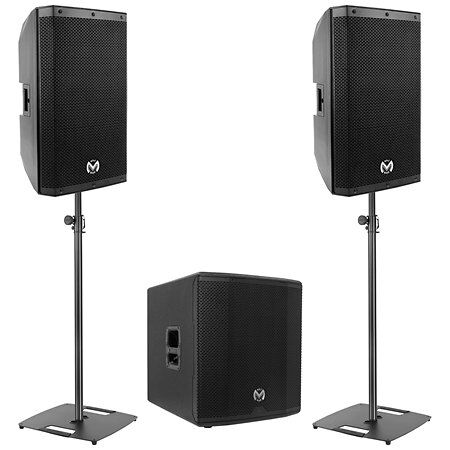 Mac Mah Pack AS 115 (la paire) + AS 818 Sub + supports d'enceintes Plugger ST180 (la paire) – 110 cm