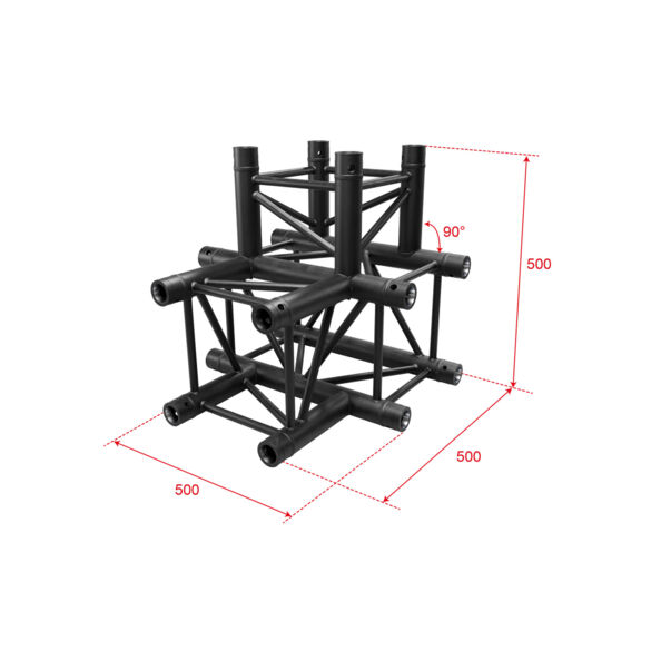 Angle aluminium carré 290 charge lourde 4 directions 90° noir - Contest Stage QUATRO-A05 blk