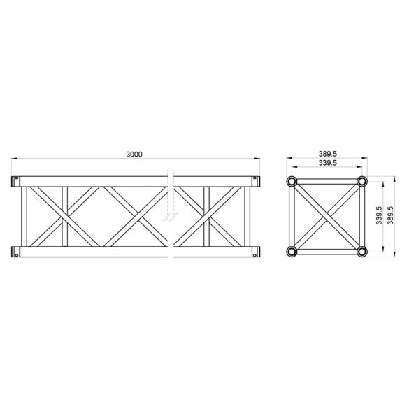Structure alu carrée 390 charge lourde - 3 m noire - Contest Stage QUATRO39-300 blk
