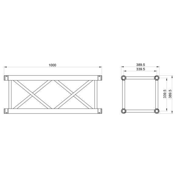 Structure alu carrée 390 charge lourde - 1 m noire - Contest Stage QUATRO39-100 blk