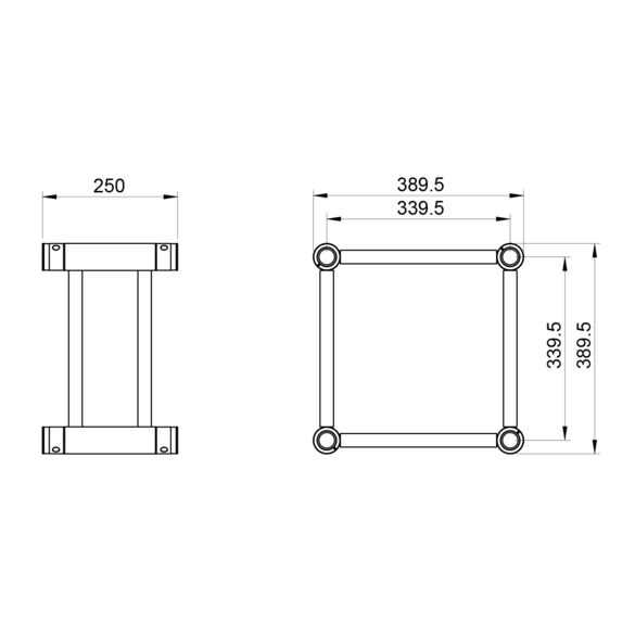 Structure alu carrée 390 charge lourde - 25 cm noire - Contest Stage QUATRO39-025 blk