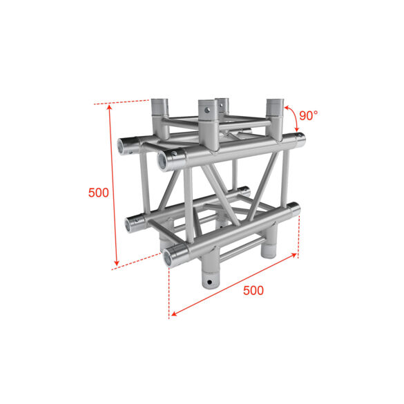 Angle aluminium carré 290 charge lourde 4 directions 90° - Contest Stage QUATRO-A04
