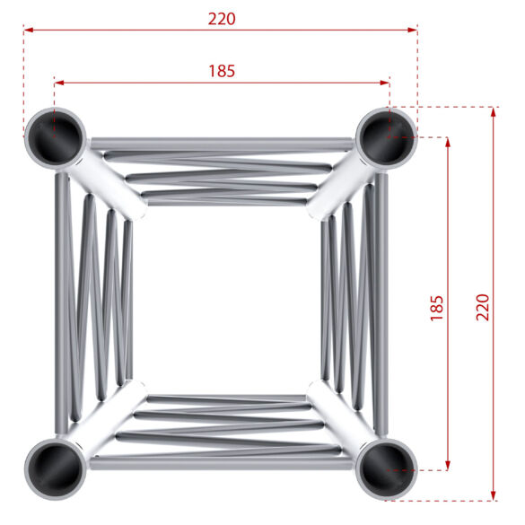 Structure alu carrée 220 déco - 1 m - Contest Stage DECO22Q-PT100
