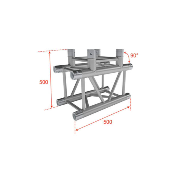 Angle aluminium carré 290 charge lourde 3 directions 90° - Contest Stage QUATRO-A03