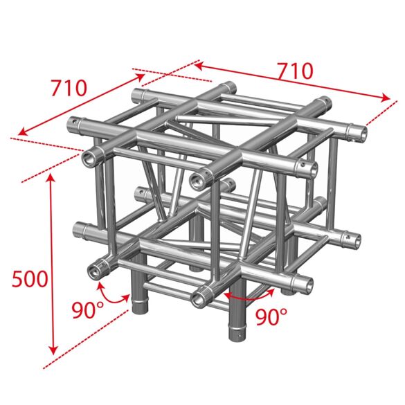 Angle aluminium carré 290 5 directions 90° blanc - Contest Stage AGQUA-07 W