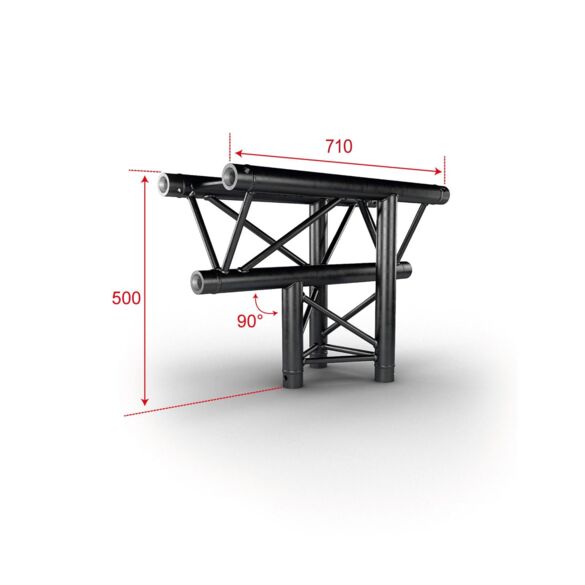 Té vertical 290 mm 3 directions sommet bas noir - Contest Stage AG29-035 blk