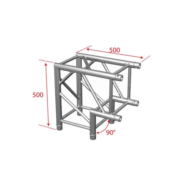 Angle aluminium carré 290 charge lourde 2 directions 90° noir - Contest Stage QUATRO-A01 blk
