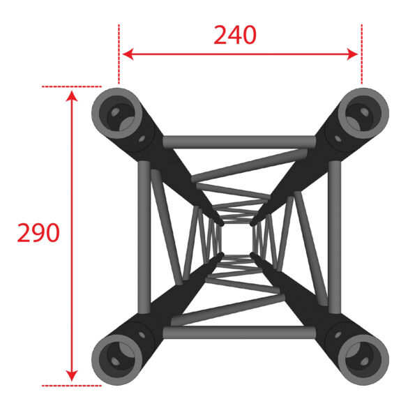 Structure alu carrée 290 - 2 m noire - Contest Stage QUA29-200 blk