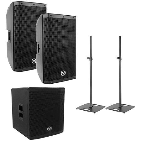 Mac Mah Pack AS 115 (la paire) + AS 815 Sub + supports d'enceintes Plugger ST180 (la paire) – 110 cm