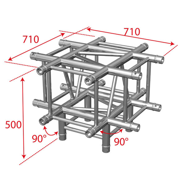 Angle aluminium carré 290 5 directions 90° - Contest Stage AGQUA-07