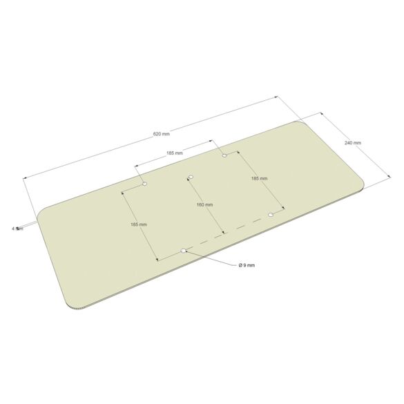 Embase rectangulaire pour arche DECO pour tube de 35 mm Taille : 620 x 240 mm - Contest Stage DECO22-EMB2