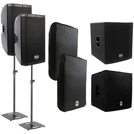 Mac Mah Pack AS 112 (la paire) + AS 815 Sub + housses et supports d'enceintes ST180 (la paire) – 110 cm