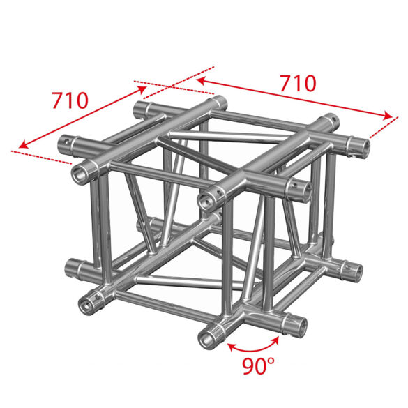 Angle aluminium carré 290 4 directions 90° - Contest Stage AGQUA-06