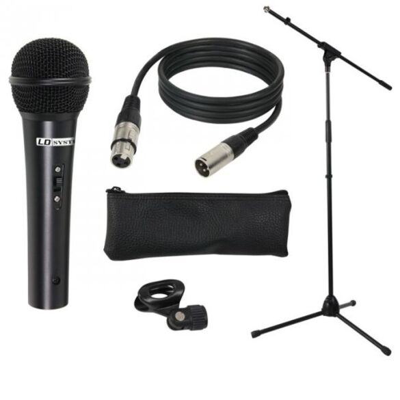 LD Systems MIC SET 1 - Set Microphone avec Micro, Pied Micro, Câble et Pince Micro